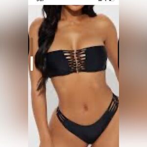 Black Bandeau Bikini Set